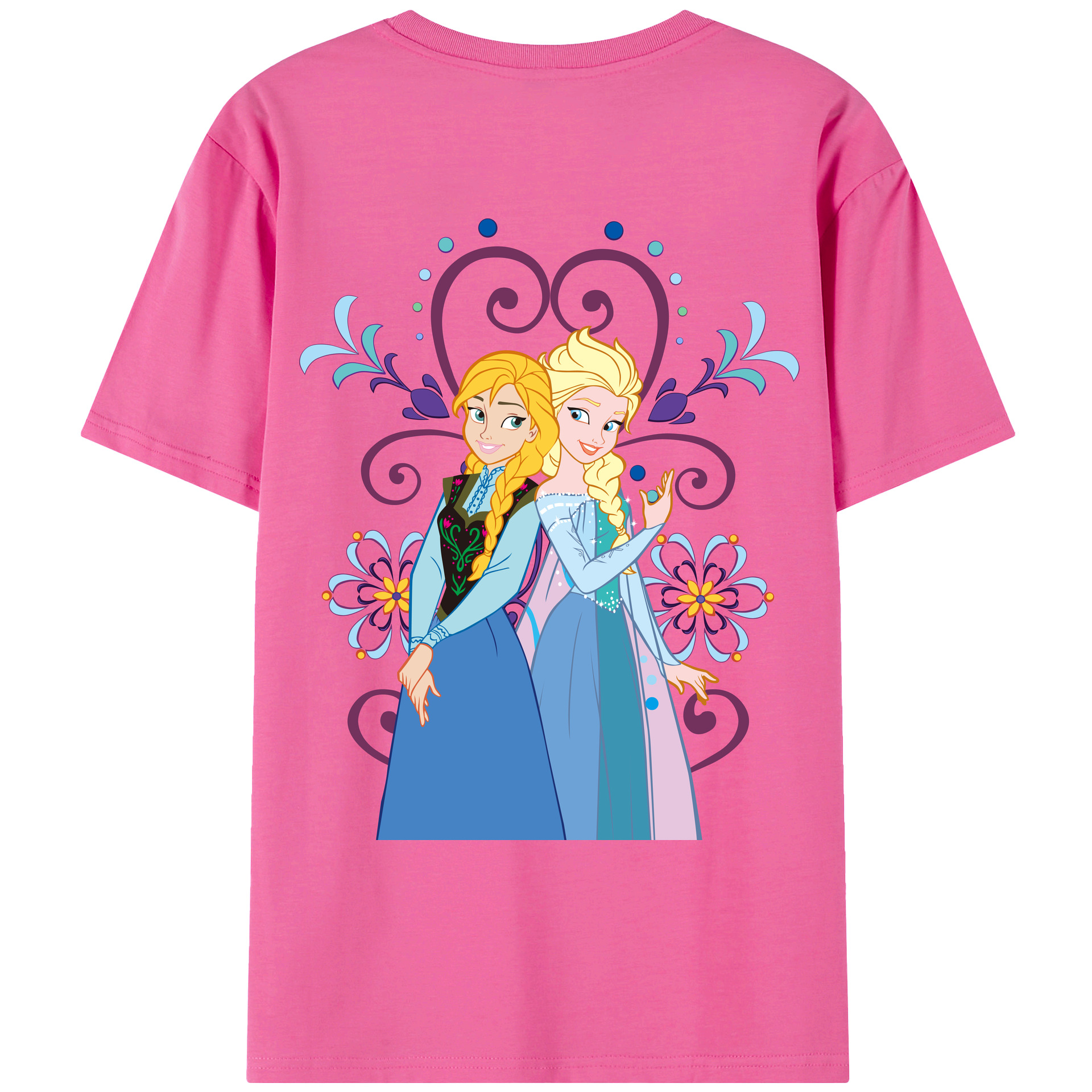 （画像用） アナと雪の女王 アンナ エルサ Frozen Anna Elsa レディース半袖Tシャツ(バックプリント)